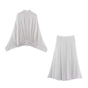 KONDALA Vintage Polka Dot Women Sets Chiffon Bow Tie Loose Blouses Loose Long Skirts Fashion 2026 Spring Summer Holiday Suits