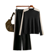 2 Piece Set Round Neck Long Sleeve Loose Sweater + High Waist Pants