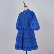 Quality Organza Midi Hollow Out Dresses Women's Half Sleeve Summer Embroidery Lace Evening Party Short Dress Shirt Lady