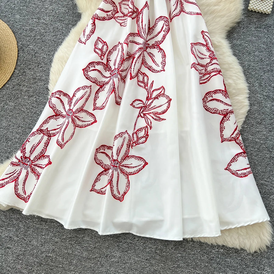 Chic vintage print sleeveless Elegant Fairy spring  Women Sundress women clothing A-line dress