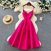 High-waisted, plain A-line formal dresses with thin straps, high quality