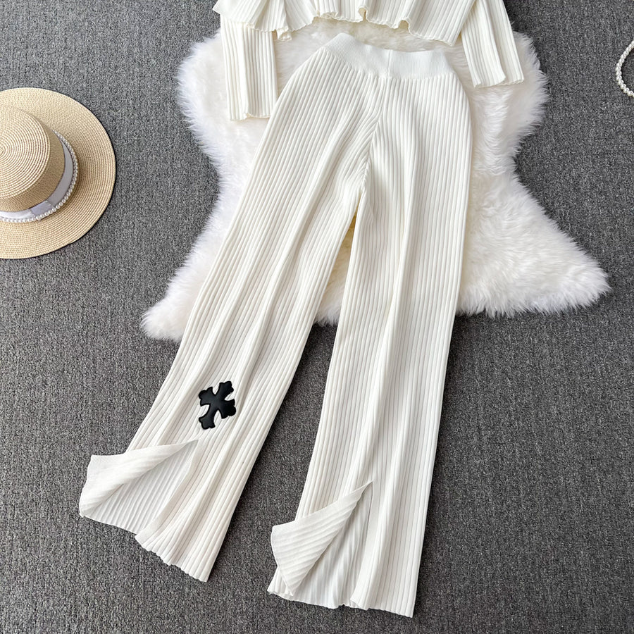 3-piece suit coat, high-waisted zip-up vest + high-quality wide-leg pants