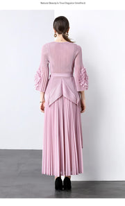 Miyake Spring Women's Clothing French Light Luxury Temperament Elegant Pleated Clothes Two-piece Set  Irregular Skirt 2025