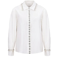 Beaded Shirt Bubble Sleeves Long Sleeve with Stones High Quality