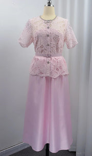 Elegant Beading Diamond Luxury Embroidery Prom Evening Dress Women Summer Short Sleeve Hollow Out Lace Patchwork Belt Long Dress