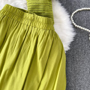 Skirt Sets Women Clothing Temperament Two Piece Set Patchwork Lace Blouses High Waist Hollow Out Long Skirts Suit Summer Outfits