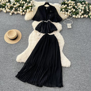 Chic Elegant Three-dimensional Ruched slim chain casual Sexy Evening Fashion fairycore women clothing Two Piece Set