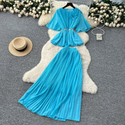 Chic Elegant Three-dimensional Ruched slim chain casual Sexy Evening Fashion fairycore women clothing Two Piece Set