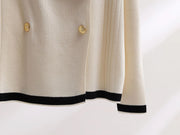 Lapel Casual Lazy Tops Sweater  female Pants Set Winter New Fashion Color-block Long-sleeved Pants Women Two-piece Set Elegant