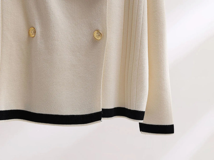 Lapel Casual Lazy Tops Sweater  female Pants Set Winter New Fashion Color-block Long-sleeved Pants Women Two-piece Set Elegant