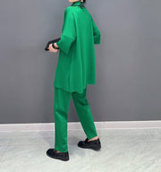 Two Piece Sets High Quality Solid Color 3/4 Sleeve Tops And Casual Pants