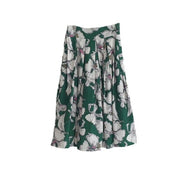 High Quality Floral Print Bow Blouse+Knee Length Skirt 2 Piece Set