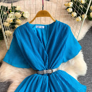 Women Long Dress Cake Dresses A Line Vestidos  Streetwear V Neck Short Sleeve Elegant Party Work Slim Fit Casual Summer