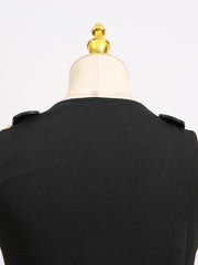 Square neck, sleeveless, patchwork top with high quality metal buckle