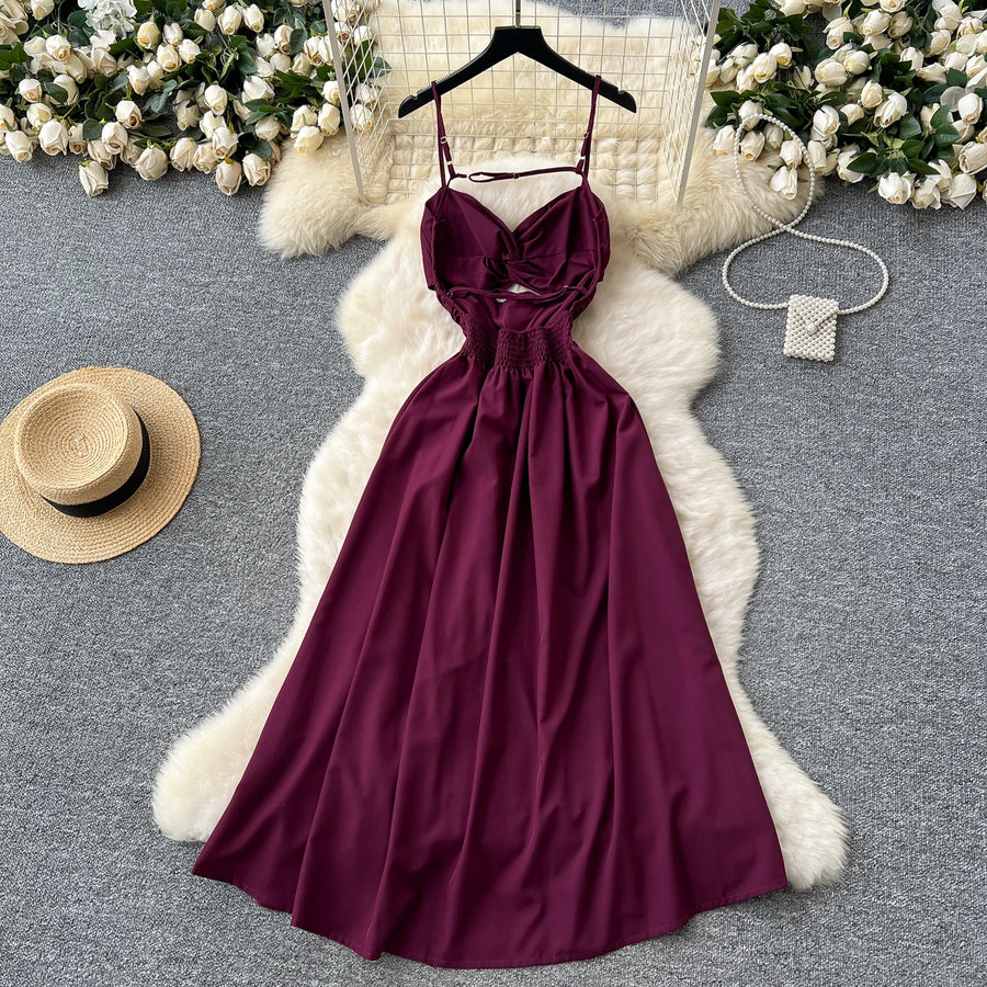 Elegant off-the-shoulder dress with a slit, sexy, openwork, plain, French-style, fashionable, stretchy, fitted, high-quality