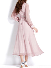 High Quality Mesh Patchwork Mid-Length Long Sleeve Embroidered Flower Dress