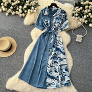 Chic Single Breasted Spliced Elegant Korean Fashion Fairy Sexy High Waist Vestidos Summer High Street Women Vacation