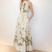 Elegant Sleeveless High Waist Dresses with Print and High Quality Bows