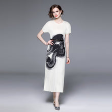 High quality belted midi short sleeve pleated dress