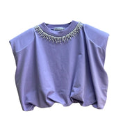 High Quality Sleeveless Padded Shoulder Round Neck T-shirt