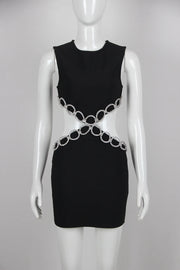 New Summer Women'S Sexy Backless Cut-Out Diamond Luxury Black Tight Mini Dress Elegant Evening Club Party Dress