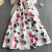 Fashion Elegant Print Sleeveless Dress Women 2026 Summer New Slim Waist Gown Ball Big Swing Robe Fresh Temperament Vestidos