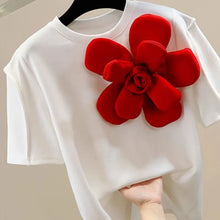High quality short sleeve vintage 3D flower T-shirt