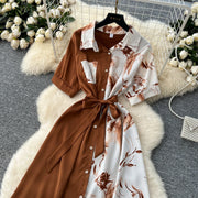 Chic Single Breasted Spliced Elegant Korean Fashion Fairy Sexy High Waist Vestidos Summer High Street Women Vacation