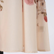 Elegant dress with floral print, high neck, long sleeves with high-quality belt
