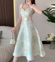 High Quality Elegant Sleeveless French Gorgeous Flower Jacquard Dress