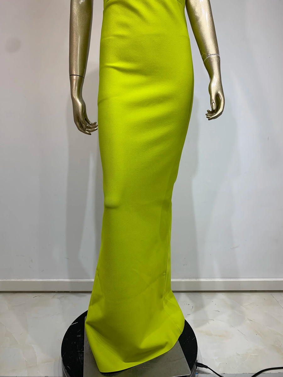 bandage dress  High Quality One Shoulder Green Neon Flower Bodycon Bodycon Dress