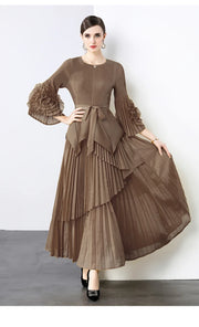 Miyake Spring Women's Clothing French Light Luxury Temperament Elegant Pleated Clothes Two-piece Set  Irregular Skirt 2025