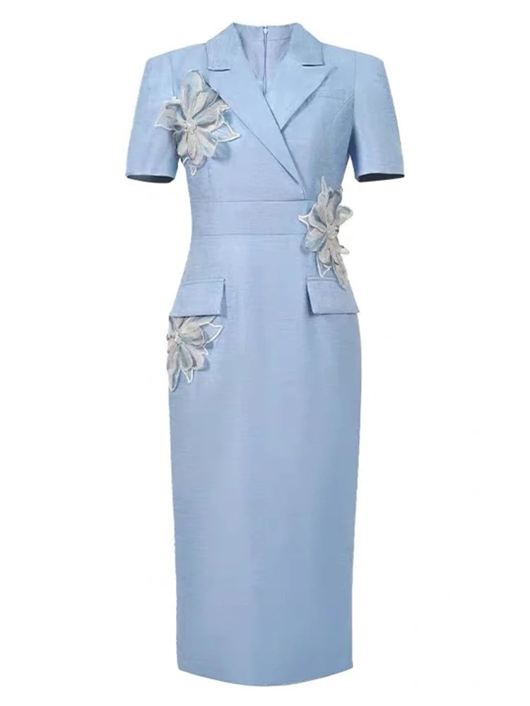 New Fashion Elegant Work Style Formal Pencil Dress Women Clothes Mujer Office Lady Commute Short Sleeve Wrap Hip Midi Vestidos