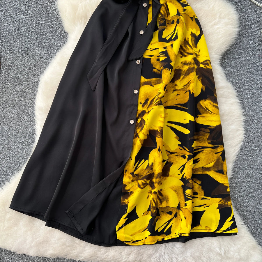 Chic Single Breasted Spliced Elegant Korean Fashion Fairy Sexy High Waist Vestidos Summer High Street Women Vacation