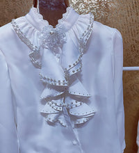 High quality pearl collar long sleeve white shirt