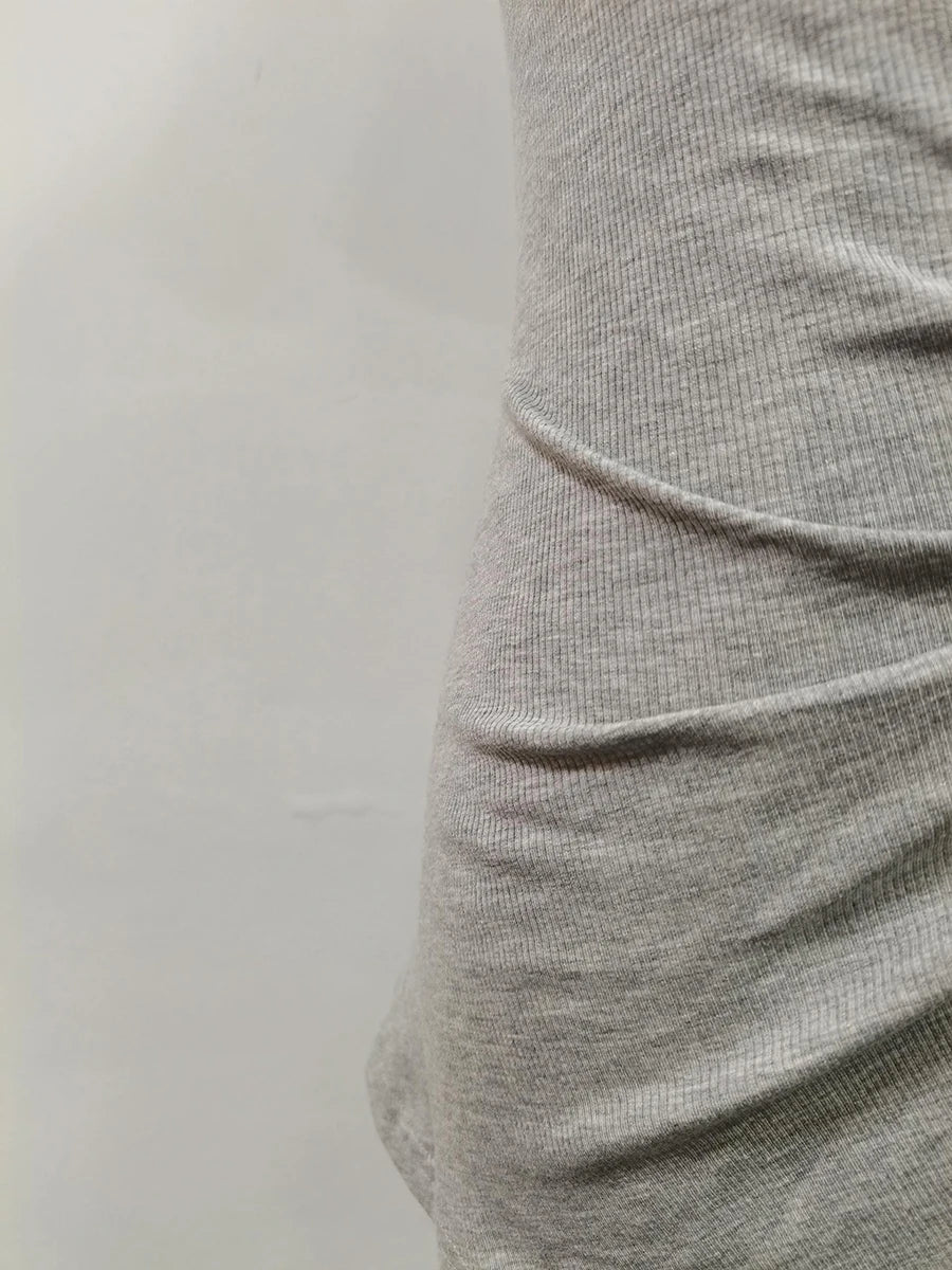 Casual plain pleated patchwork round neck short sleeve t-shirts with spliced metal buckle
