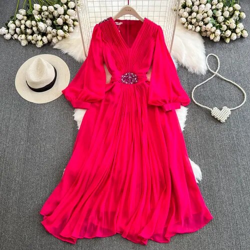 High Quality Purple/Black/Red Diamonds Draped Pleated Chiffon Elegant ETERNA High Quality Purple/Black/Red Diamonds Draped Pleated Chiffon Elegant ETERNA