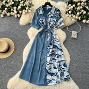Chic Single Breasted Spliced Elegant Korean Fashion Fairy Sexy High Waist Vestidos Summer High Street Women Vacation