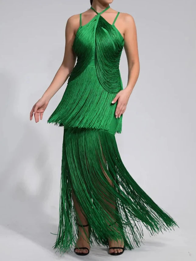 High quality green maxi sleeveless sexy elegant knitted bandage long dress