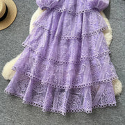 Cake Dress Women Long Dresses High Waist Vestidos Full Sleeve Elegant Splice Y2k Streetwear Work Party Night Ruffles High Waist
