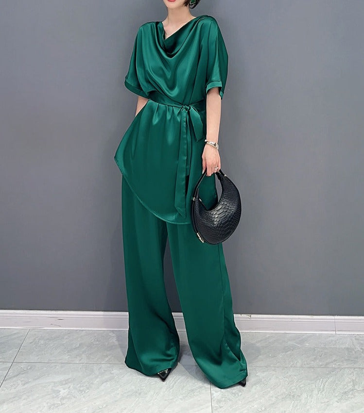 High Quality Solid Color Elegant 2 Piece Long Set