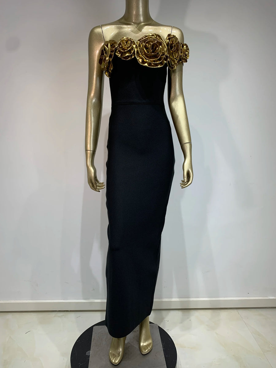 High Quality Elegant One Shoulder Sexy Bodycon Bandage Long Dress Black / L High Quality Elegant One Shoulder Sexy Bodycon Bandage Long Dress Black / L