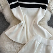 Pant Set Women Two Piece Sets Matching Sets Sleeveless Knitted Slim Fit Tops Wide Leg Long Pants High Elastic Waist Casual