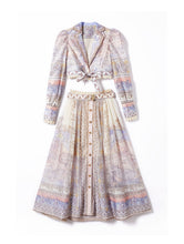 High Quality Belted Vintage High Waist Slim Elegant Dress Set