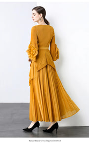 Miyake Spring Women's Clothing French Light Luxury Temperament Elegant Pleated Clothes Two-piece Set  Irregular Skirt 2025