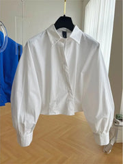 High Quality Long Sleeve Loose Vintage Plain Short Shirt