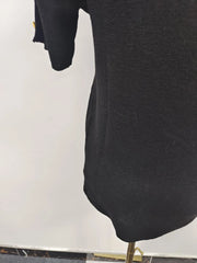 Women's Basic Solid Color Knitted Sweater, Round Neck, Short Sleeve, Patches, Metal Buckles, Temperament
