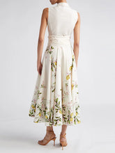 Elegant Sleeveless High Waist Dresses with Print and High Quality Bows