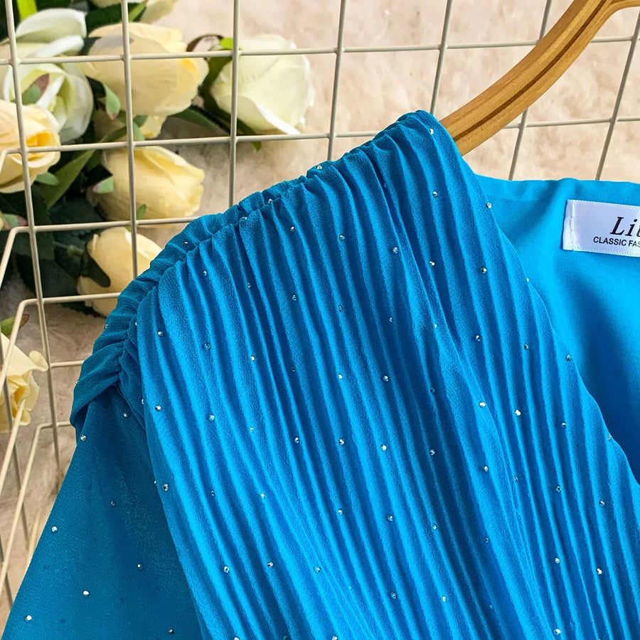 Women Long Dress Cake Dresses A Line Vestidos  Streetwear V Neck Short Sleeve Elegant Party Work Slim Fit Casual Summer