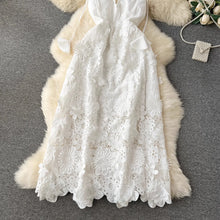 High Quality Sleeveless Spaghetti Strap Floral Embroidery White Dress